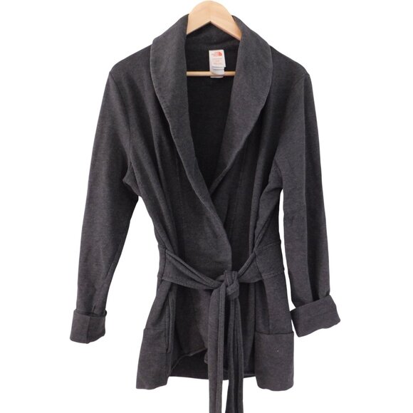 The North Face Womens Wrap Belted Cardigan Gray Waist Tie Size XL - Picture 1 of 7